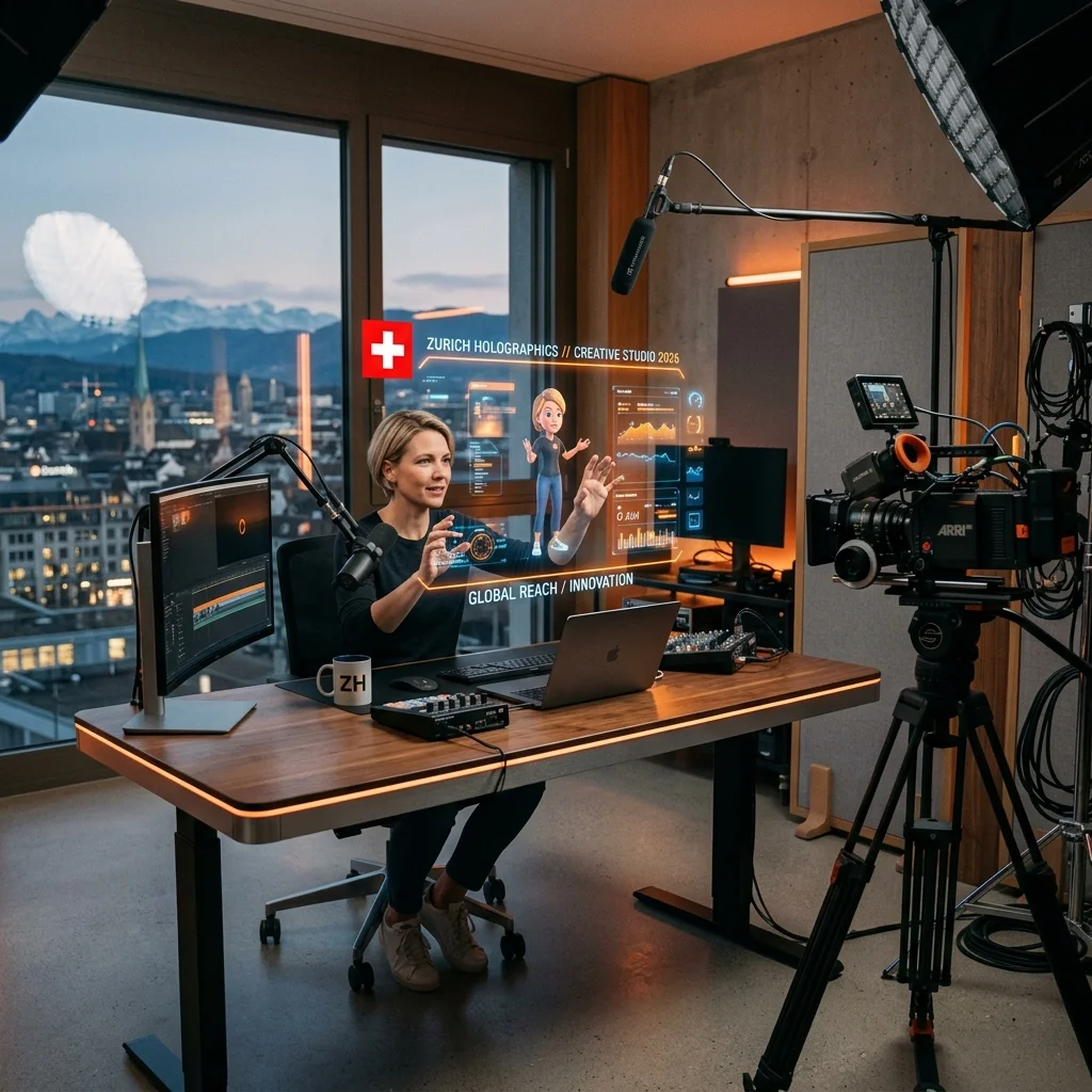 Eine Schreibmaschine mit einem digitalen Display, das KI-generierten Text anzeigt